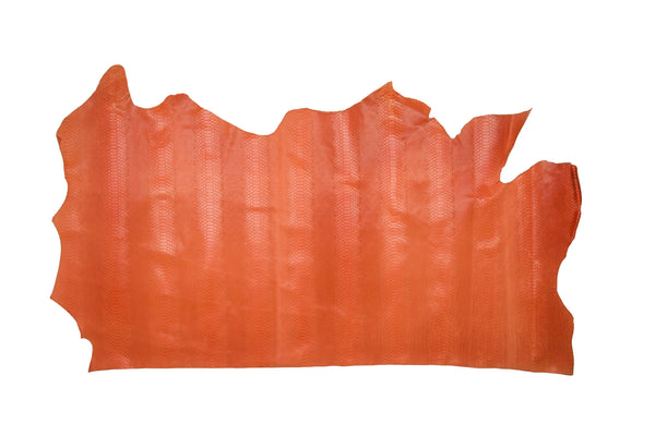 PIEL DE VACUNO GRABADO SERPIENTE NARANJA ENVEJECIDO