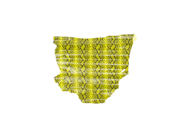 PIEL DE VACUNO GRABADO SERPIENTE PITON AMARILLO FLUOR