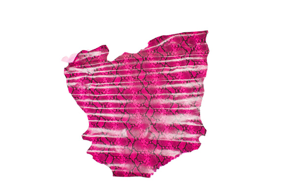 PIEL DE VACUNO GRABADO SERPIENTE PITON ROSA FLUOR