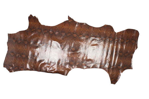 PIEL DE GRABADO SERPIENTE PITON MARRON ENVEJECIDO