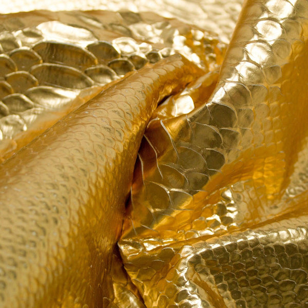 GOLD SNAKE ENGRAVED COW LEATHER