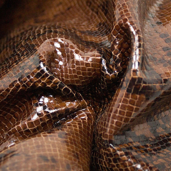 PIEL DE GRABADO SERPIENTE PITON MARRON ENVEJECIDO