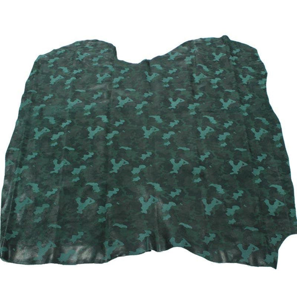 FANTASY COW SUEDE LEATHER CAMOUFLAGE ASH GREEN