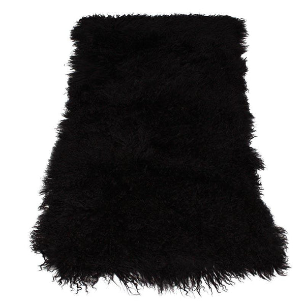 MANTA DE PIEL DE PELO LARGO NEGRO