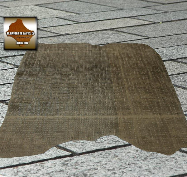 PIEL DE SERRAJE GRABADO COCODRILO TAUPE ENVEJECIDO