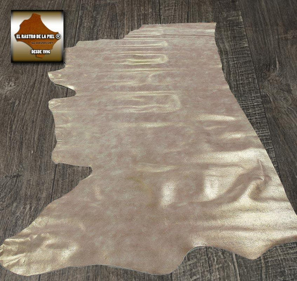 COW LEATHER EMBOSSED ROSE LIZARD GOLD REF. CO-399-26