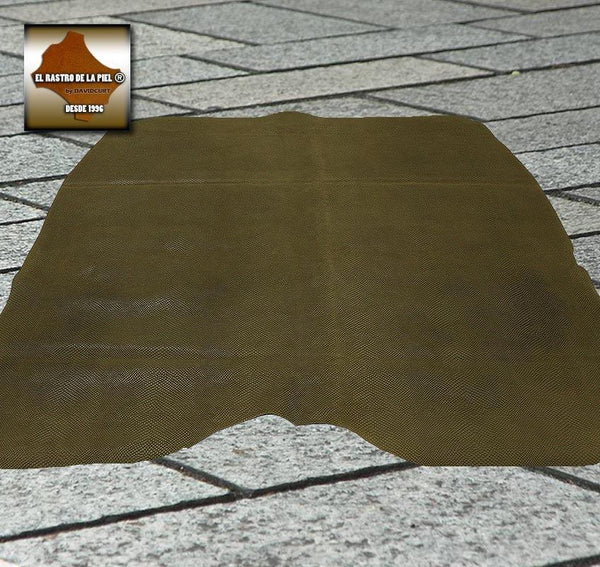 PIEL DE SERRAJE GRABADO SERPIENTE PARDO TOSTADO ENVEJECIDO