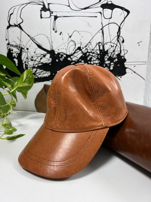 Natural Brown Leather Hat