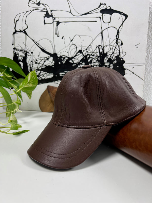 Chocolate Leather Hat