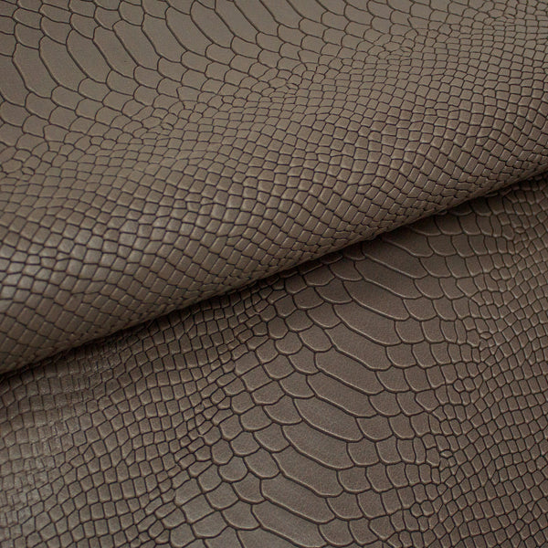 AGED GRAY SNAKE ENGRAVED COW LEATHER 