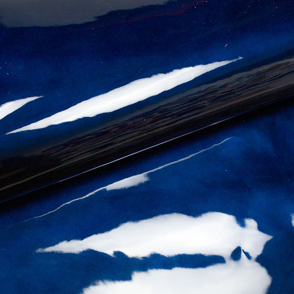 PIECE OF DEGRADED BLUE PATENT LEATHER 