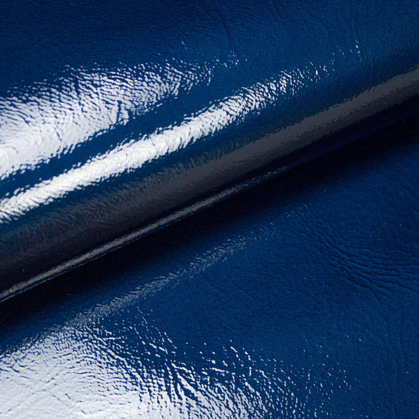 METALLIC BLUE WRINKLED PATENT LEATHER PIECE 