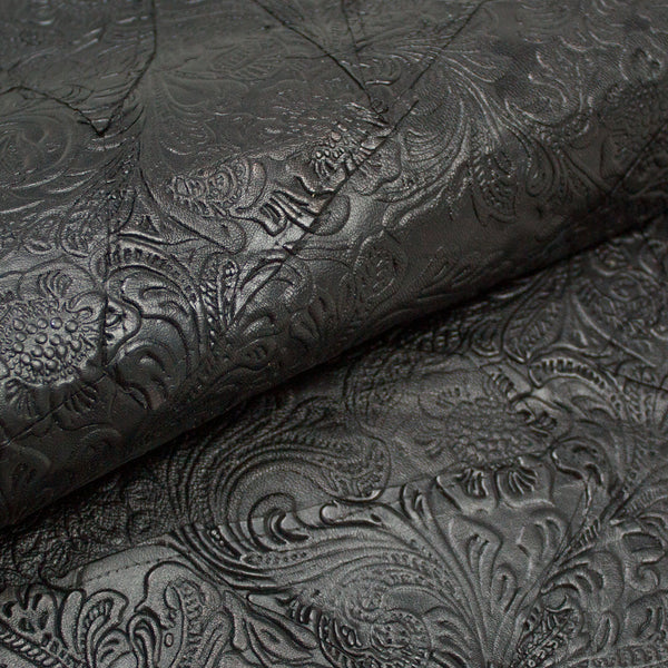 PIECE OF BLANKET LEATHER ENGRAVED ANTIQUE GRAY SPANISH 