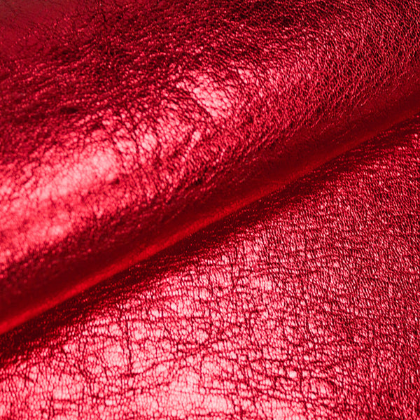 TROZO DE PIEL CABRA RUSTICA LAMINADA ROJA