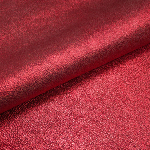 PIECE OF RED LAMINATED RUSTIC COW LEATHER 