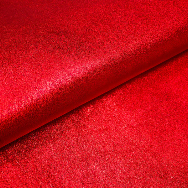 TROZO DE PIEL CORDERO RUSTICO LAMINADO ROJO