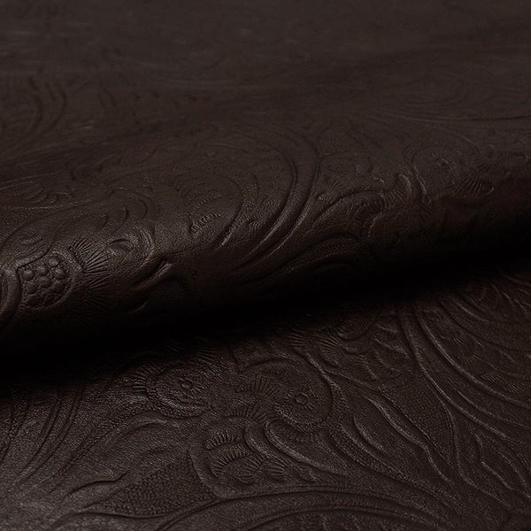 EMBOSSED VACUNO LEATHER CASTELLANO CHOCOLATE OLDED